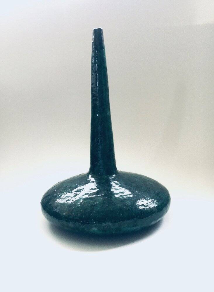 Handmade Art Pottery Ceramic Fluted Vase, Belgium, 1970s