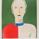 Kasimir Malevich: Smiling portrait, signed lithograph (Mourlot)