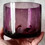 2 large vintage amethyst glass votive candle holders, France, Mikasa mouth-blown