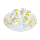 6 small vintage ceramic lemon pattern egg cups.