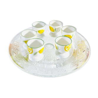 6 small vintage ceramic lemon pattern egg cups.