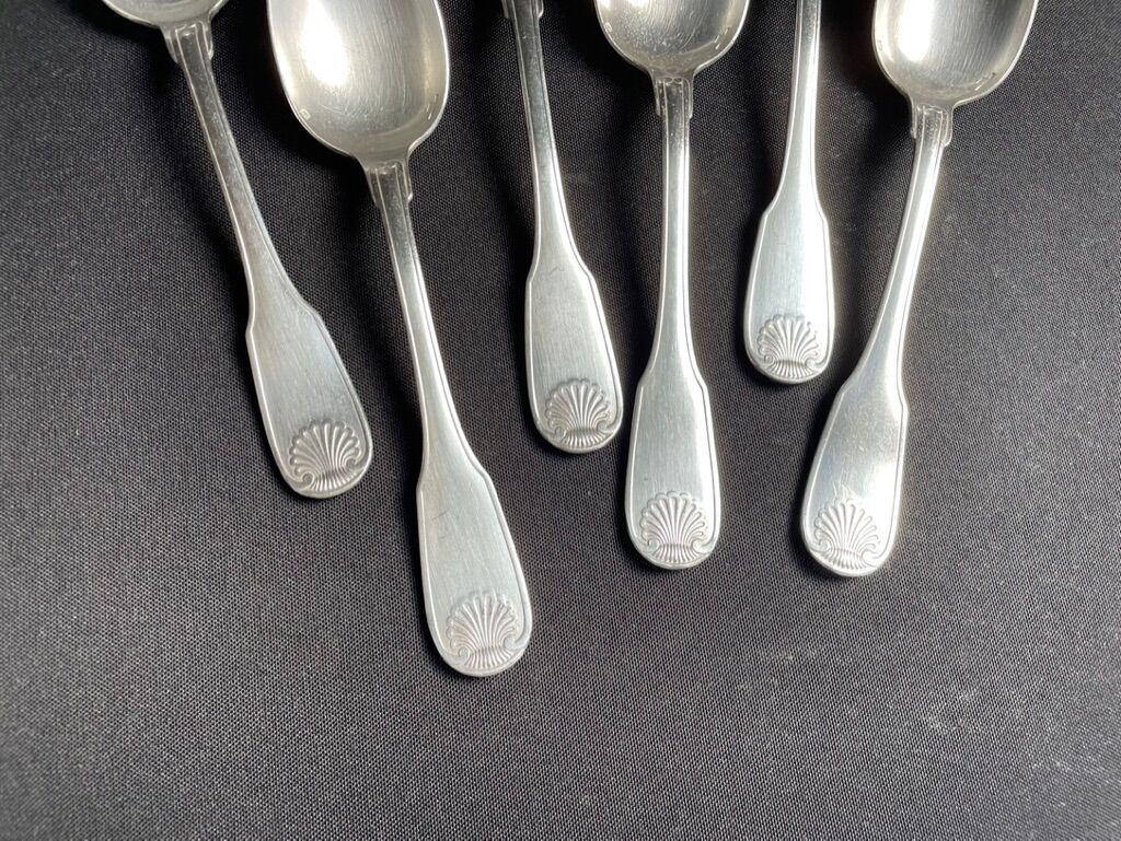 6 dessert spoons in silver metal christofle model vendôme/arcantia before 1983