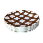 Set of 6 plates to desert Moulin des loups model tablecloth 50s/60s.
