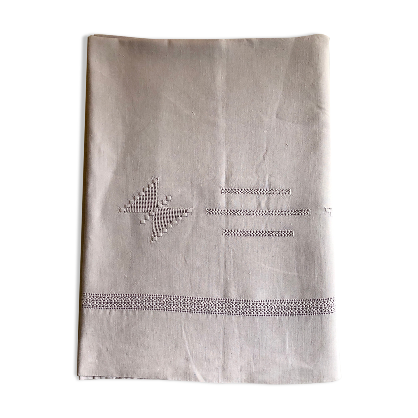 Antique sheet in pure linen tinted in mauve jacana