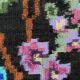 Vintage blue Moldavian rug with beautiful flowers, authentic Romanian handwoven rug 240x153cm