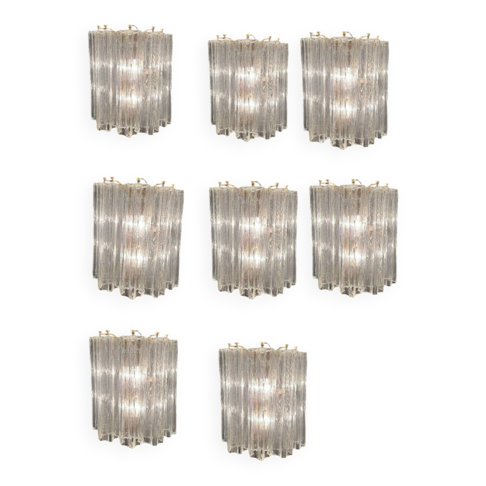 Murano Glass Tronchi Sconces Set of 8 1970’s
