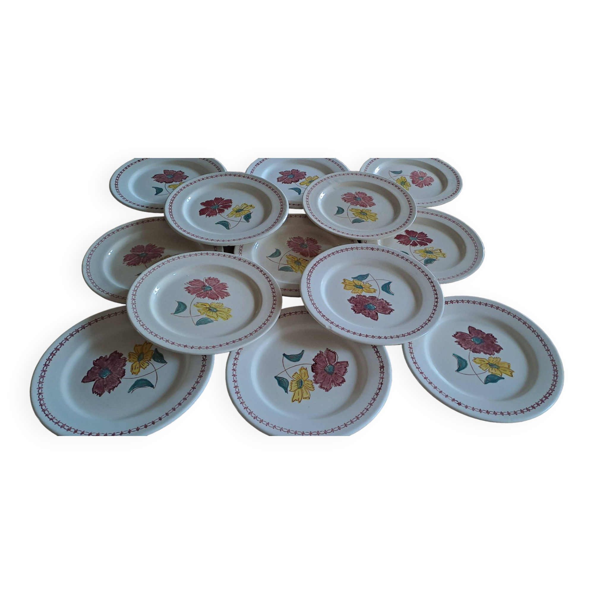 13 antique DDP France plates, 1950s-60s