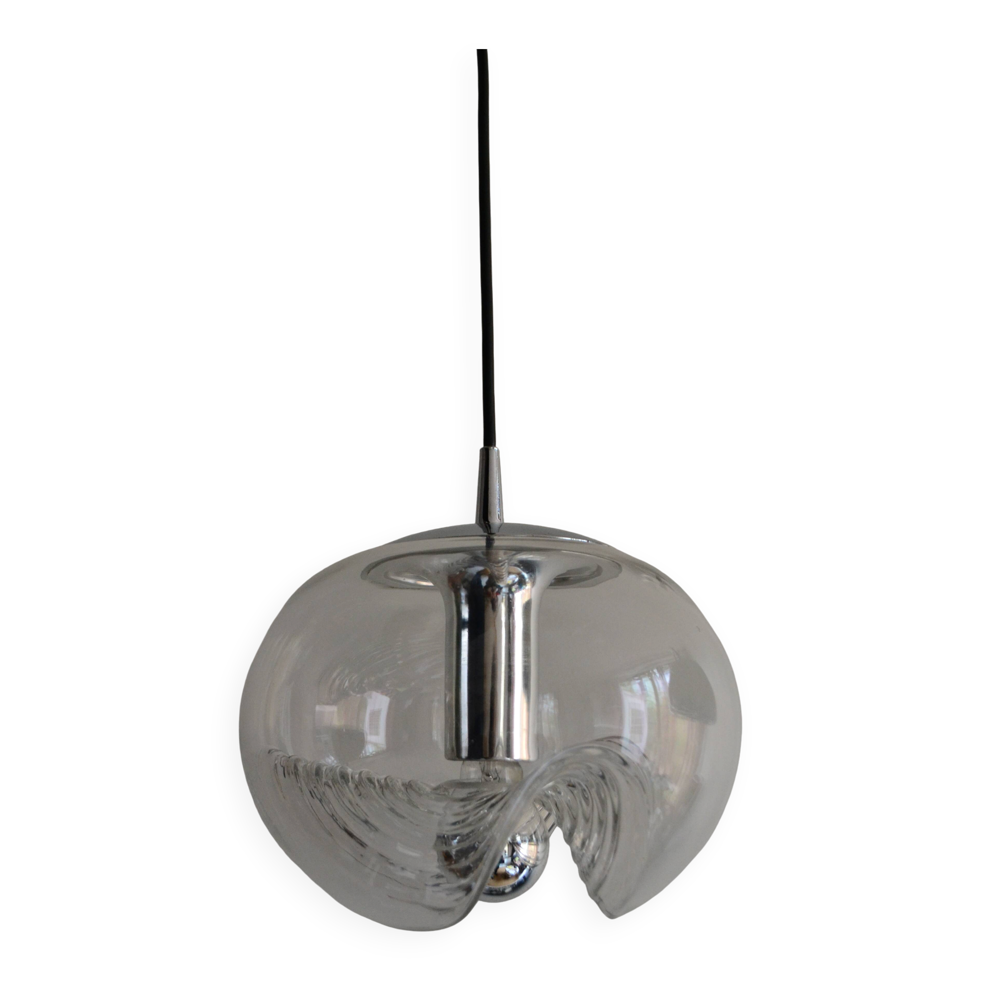 Peill & Putzler "wave" suspension, glass and chrome from the 60s/70s.