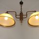 French Mid Century Bronze Effect Metal Double Billiard Light Glass Shades
