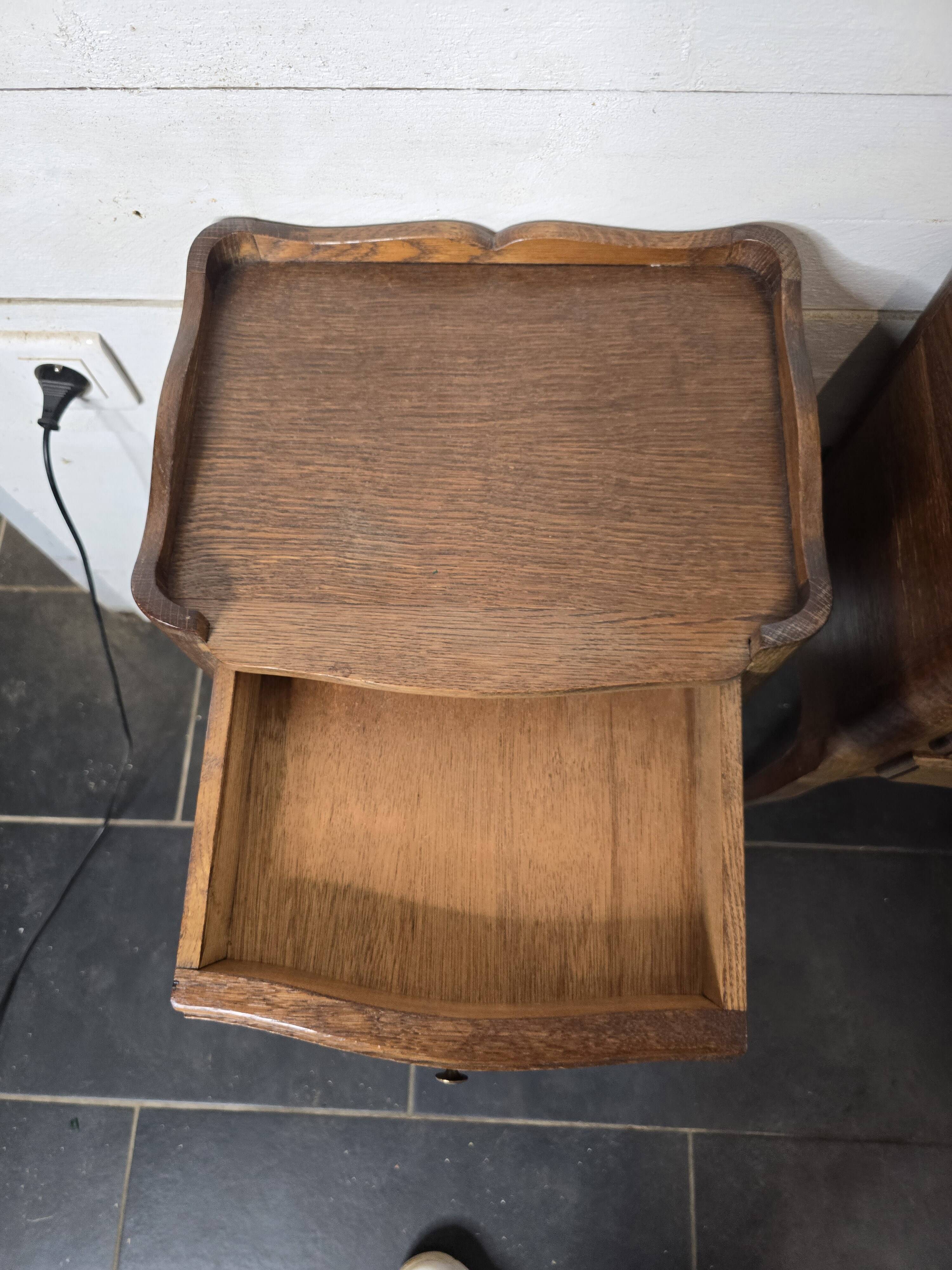 Pair of Louis XV style oak bedside tables