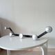 Vintage 1950s wall coat rack, wrought iron with chiselled details and solid aluminium.