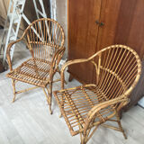 Pair of rattan armchairs