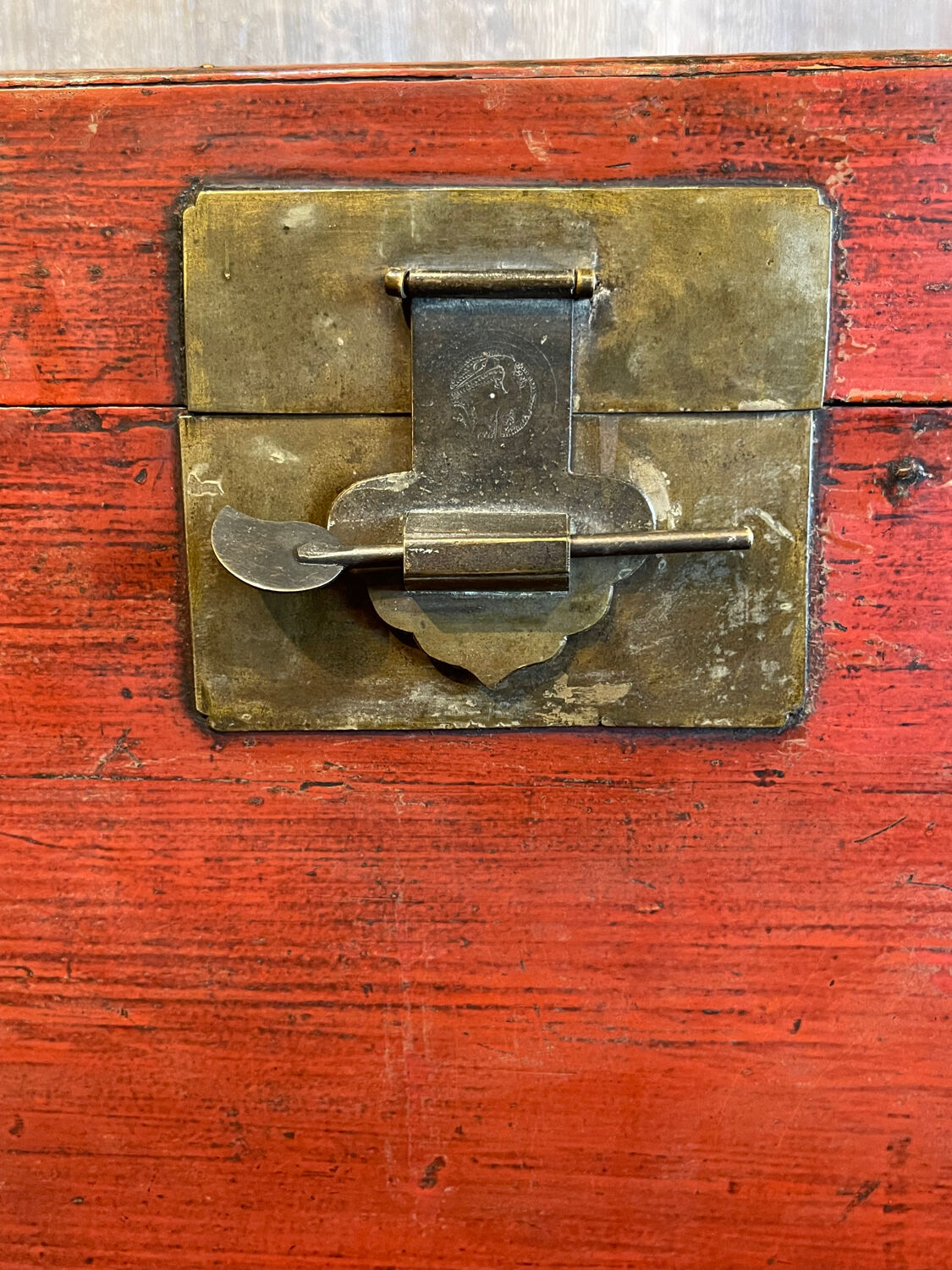 Old Chinese chest lacquered red