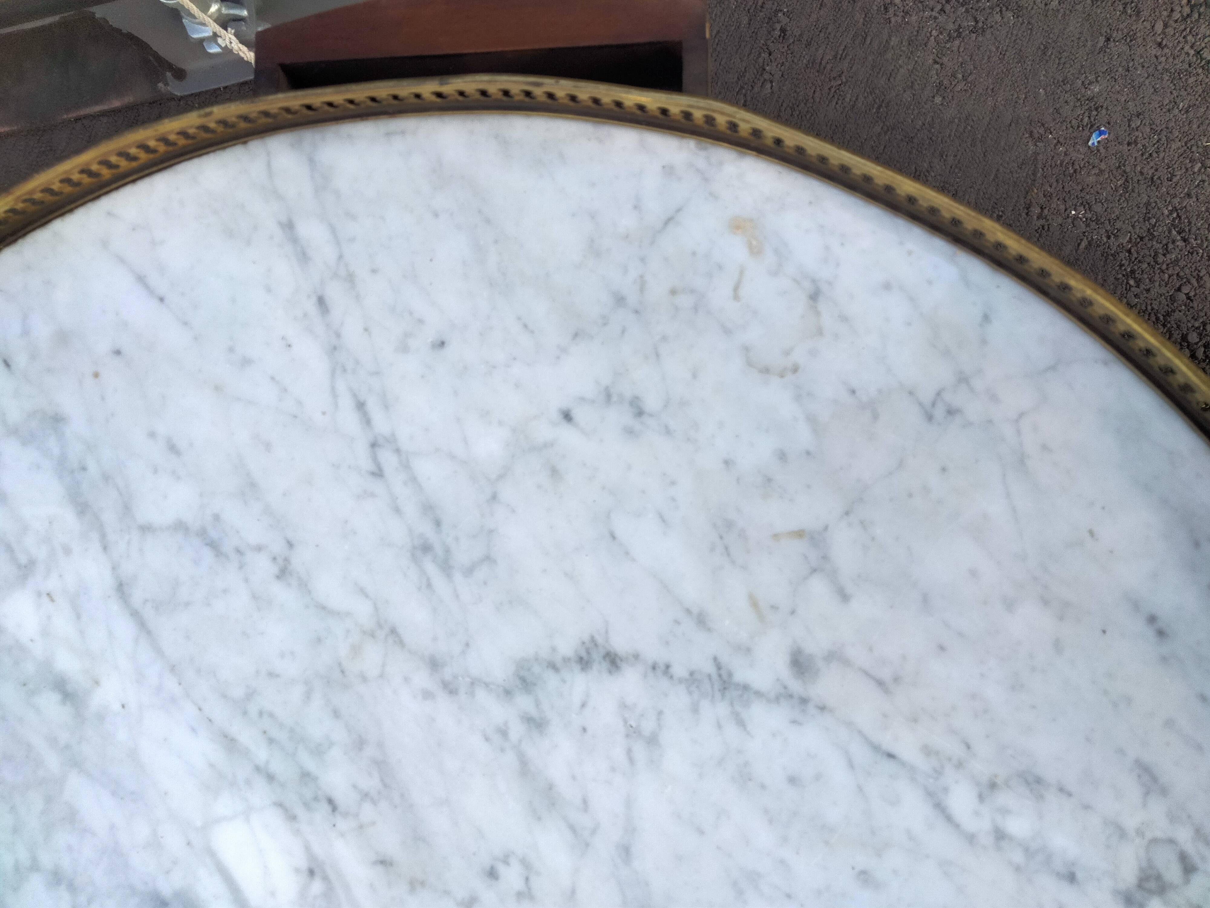 High table old hot water bottle Louis XVI style marble top