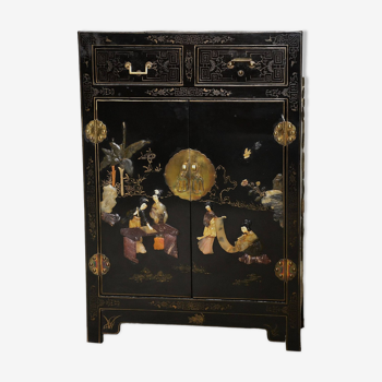 Small Chinese Buffet Decorated With Semi-Precious Stones