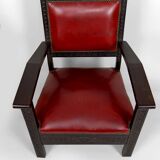 Pair of Colonial Art Deco Carved Wood Armchairs, Algeria, 1930
