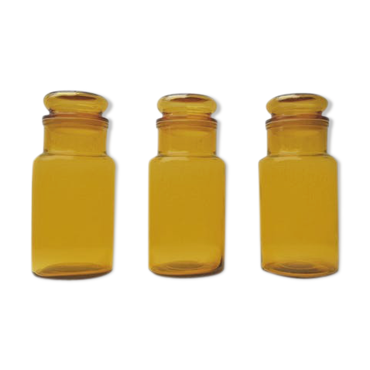 3 Amber glass jars