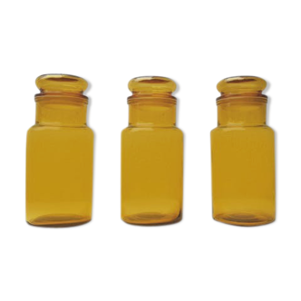 3 Amber glass jars