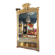 Napoleon iii period fireplace mirror in golden wood with putti decor - 19th century