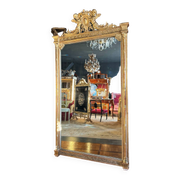 Napoleon iii period fireplace mirror in golden wood with putti decor - 19th century