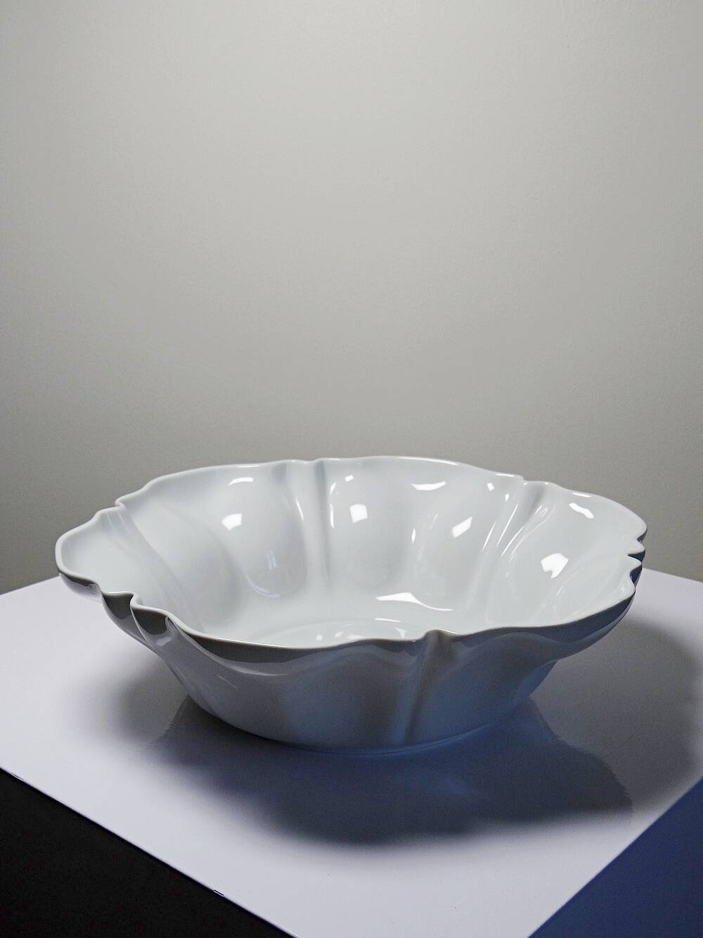 Large fruit bowl / salad bowl in fine white Limoges porcelain, vintage / antique