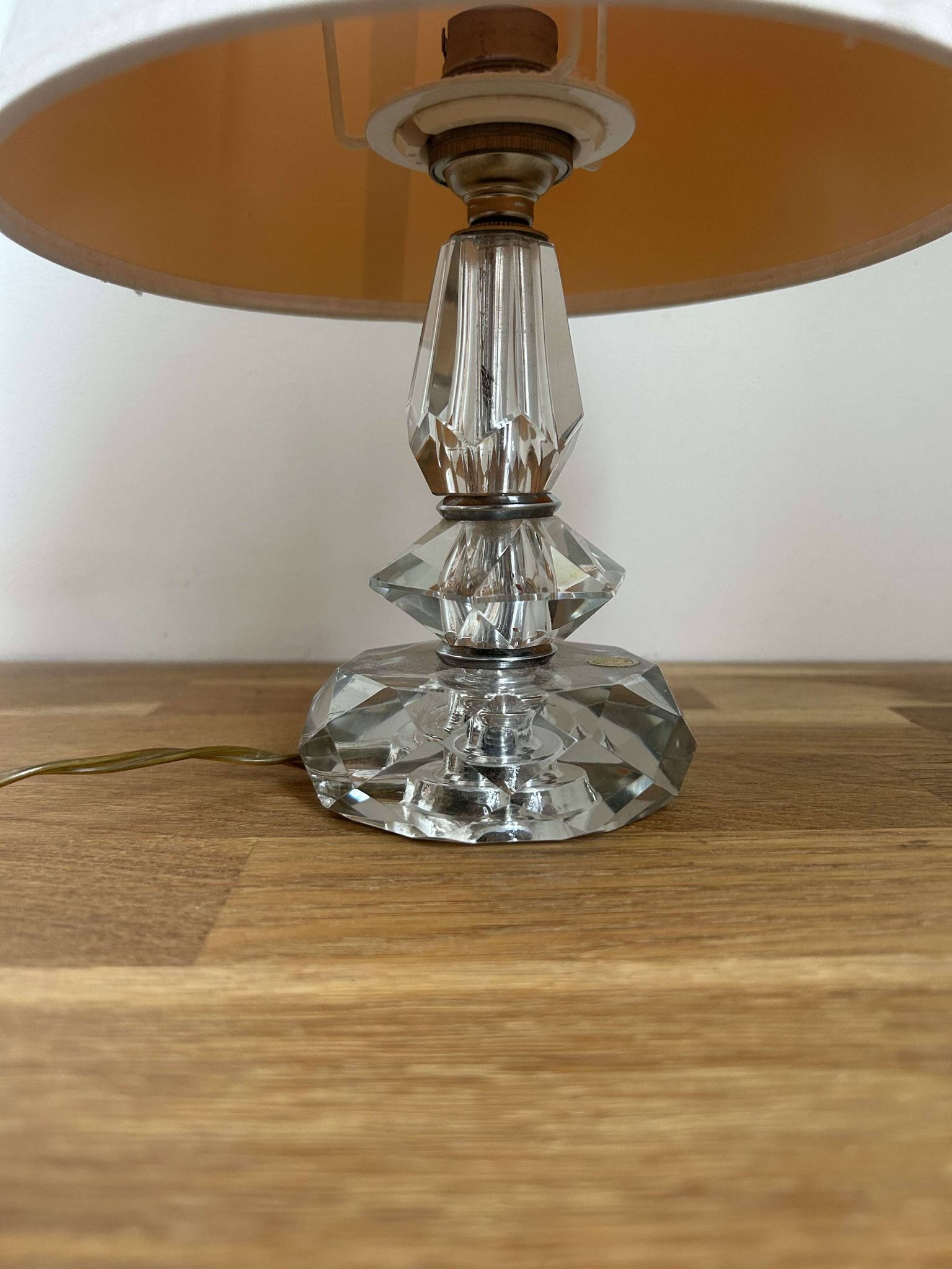 Vintage crystal and chrome lamp, France 1940