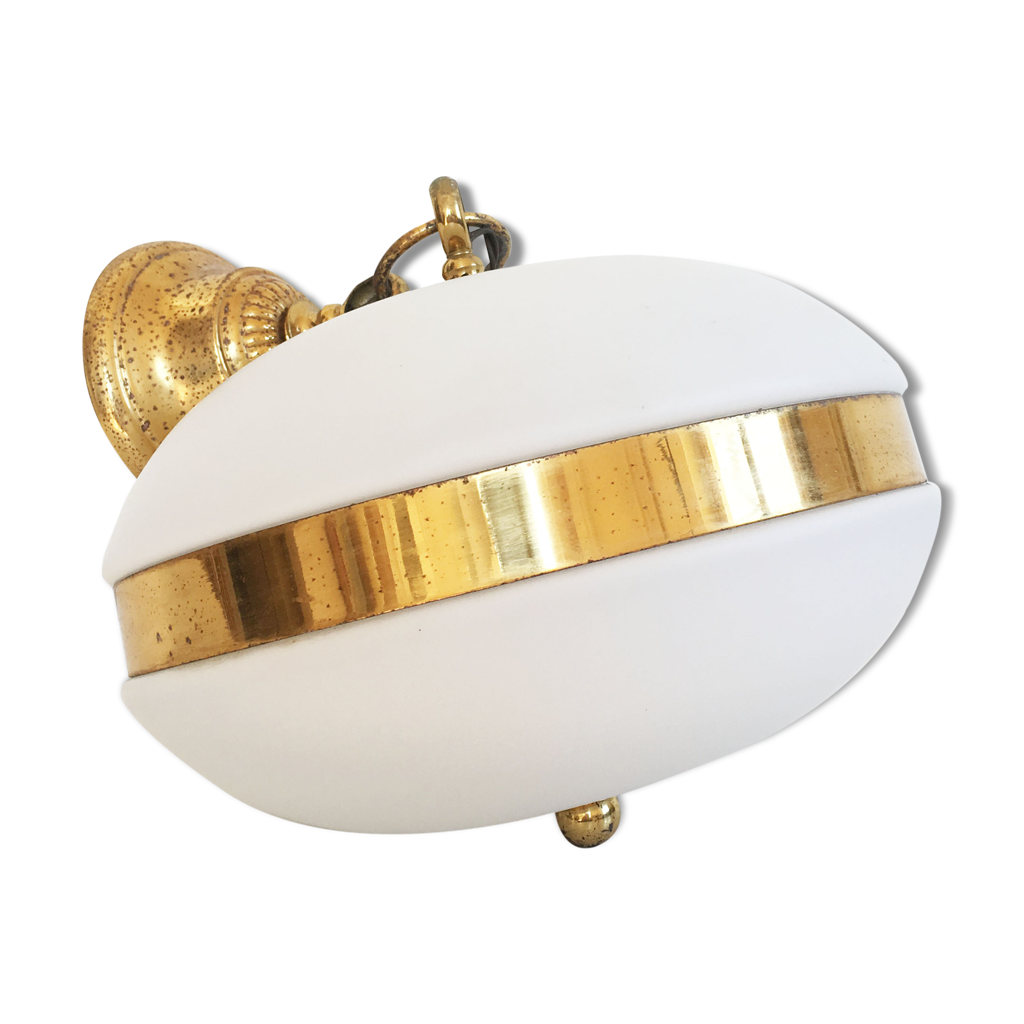 Lustre, Apiales 18, laiton brossé, verre opalin , 89cm, H48cm - Nuura