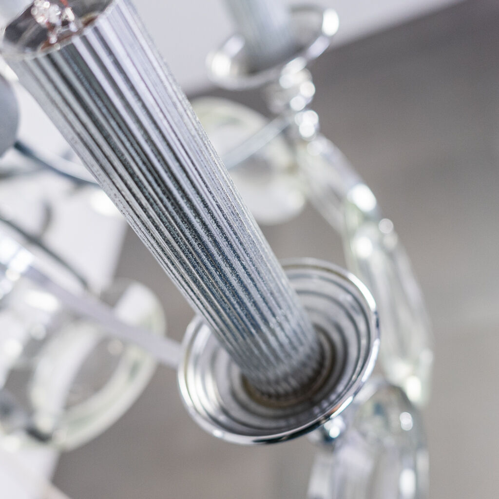 7-light torlasco steel chandelier from the vintage 70s vintage modern