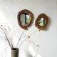 Set of 2 organic brutalist mirrors wood 1950s