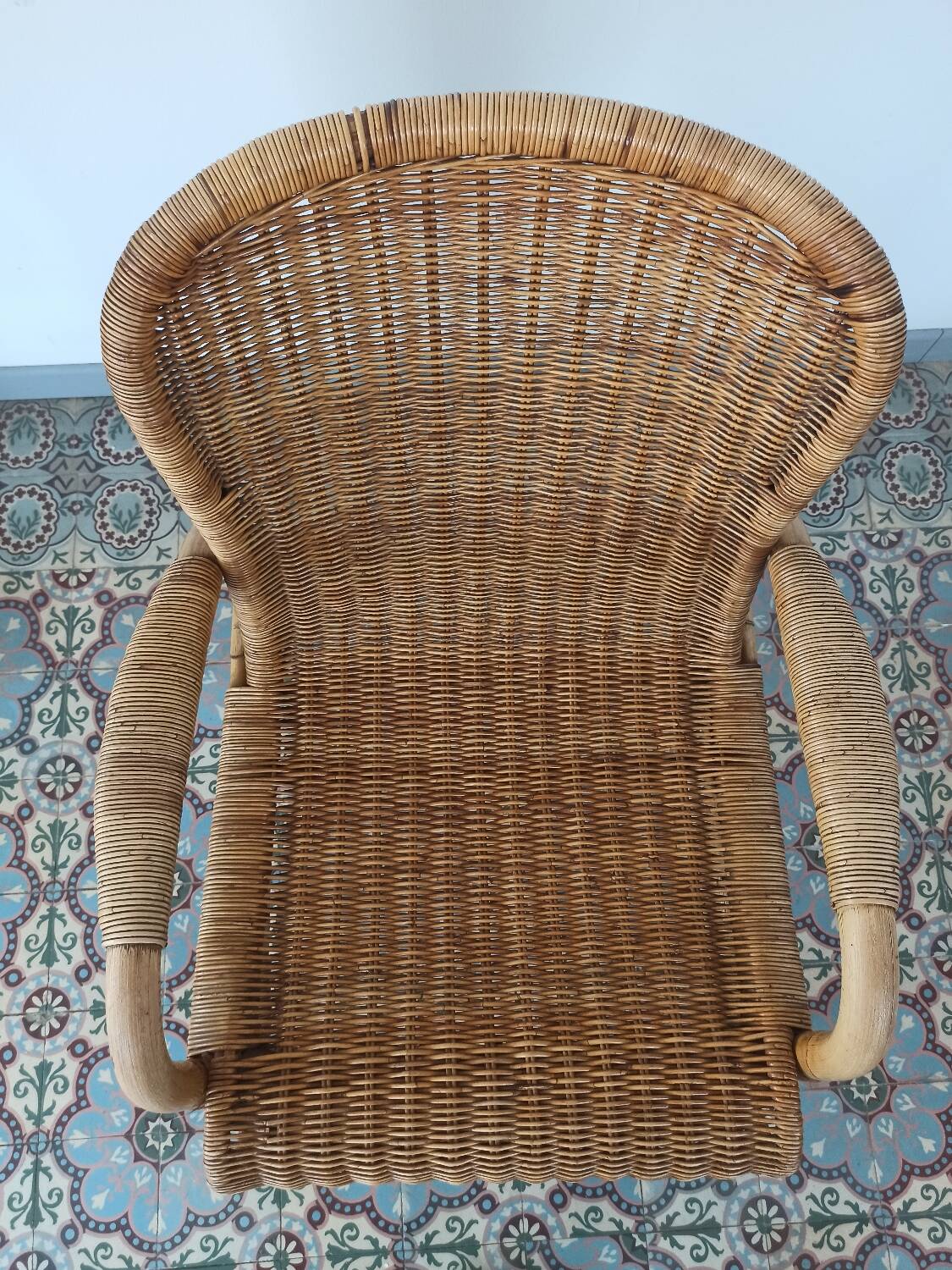 Fauteuil en rotin et bambou, 70's