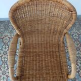 Rattan and bamboo armchair, 70s