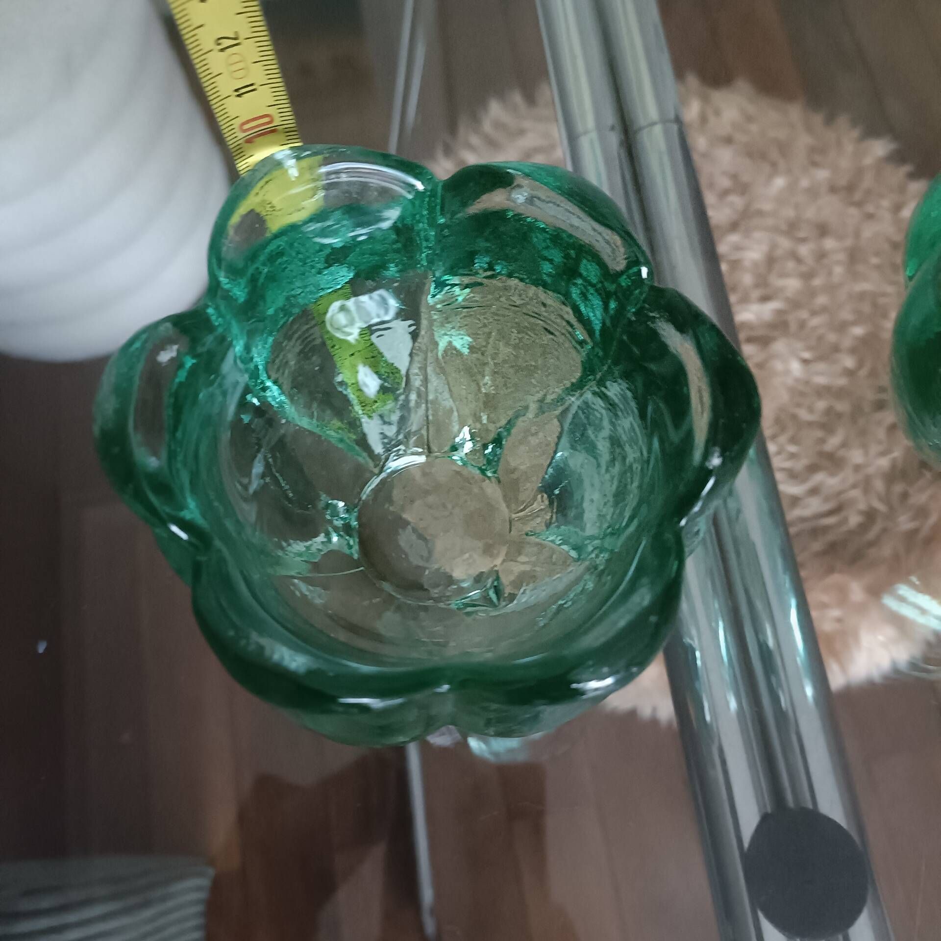 Paire de bougeoirs vintage en verre