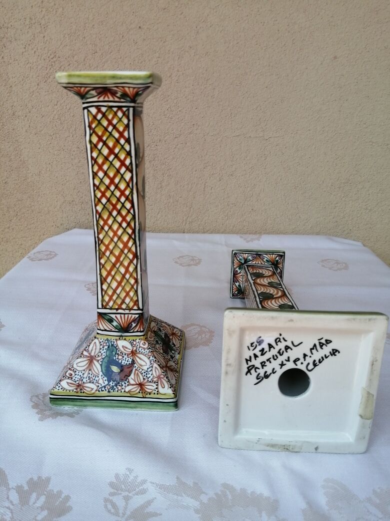 Pair of hand-painted porcelain chandeliers Portugal