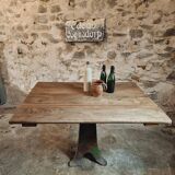 Antique solid oak table on cast iron base – France, 18th century