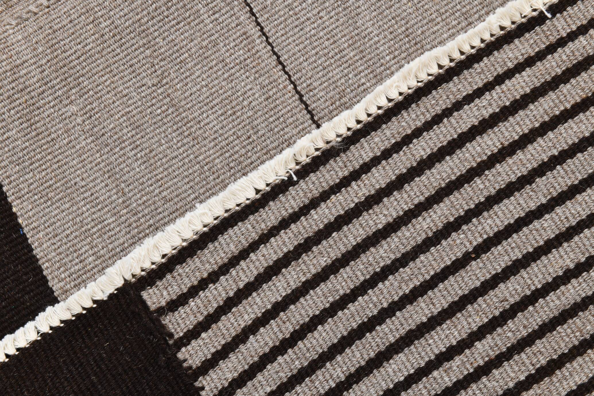 8x10 Contemporary Gray Black Vintage Kilim Rug, 225x325Cm