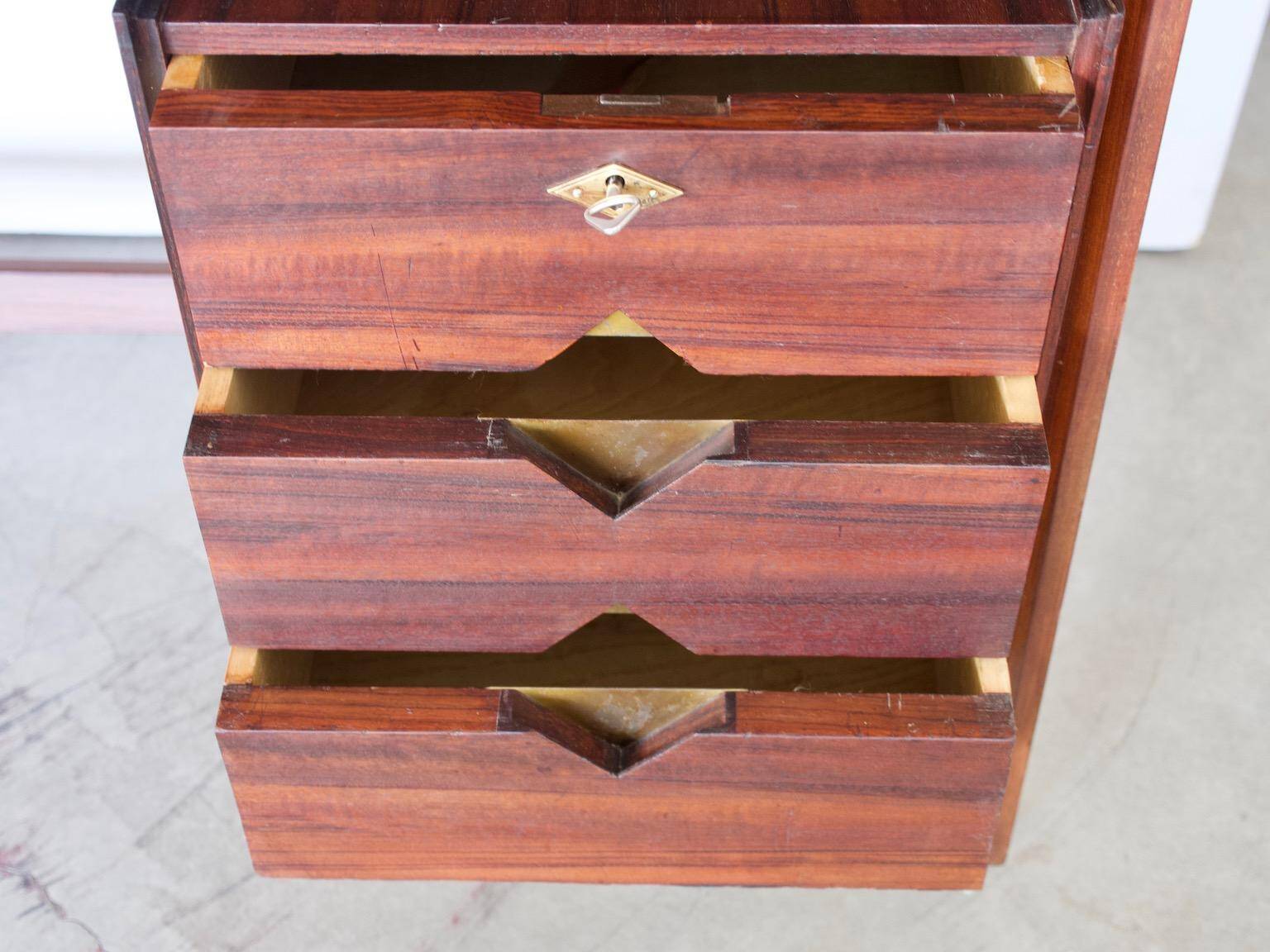 Small Italian wooden desk with brass details.