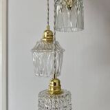 Vintage triple globe pendant light in molded glass