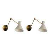 Pair of Italian wall sconces in the style of the 1950s.