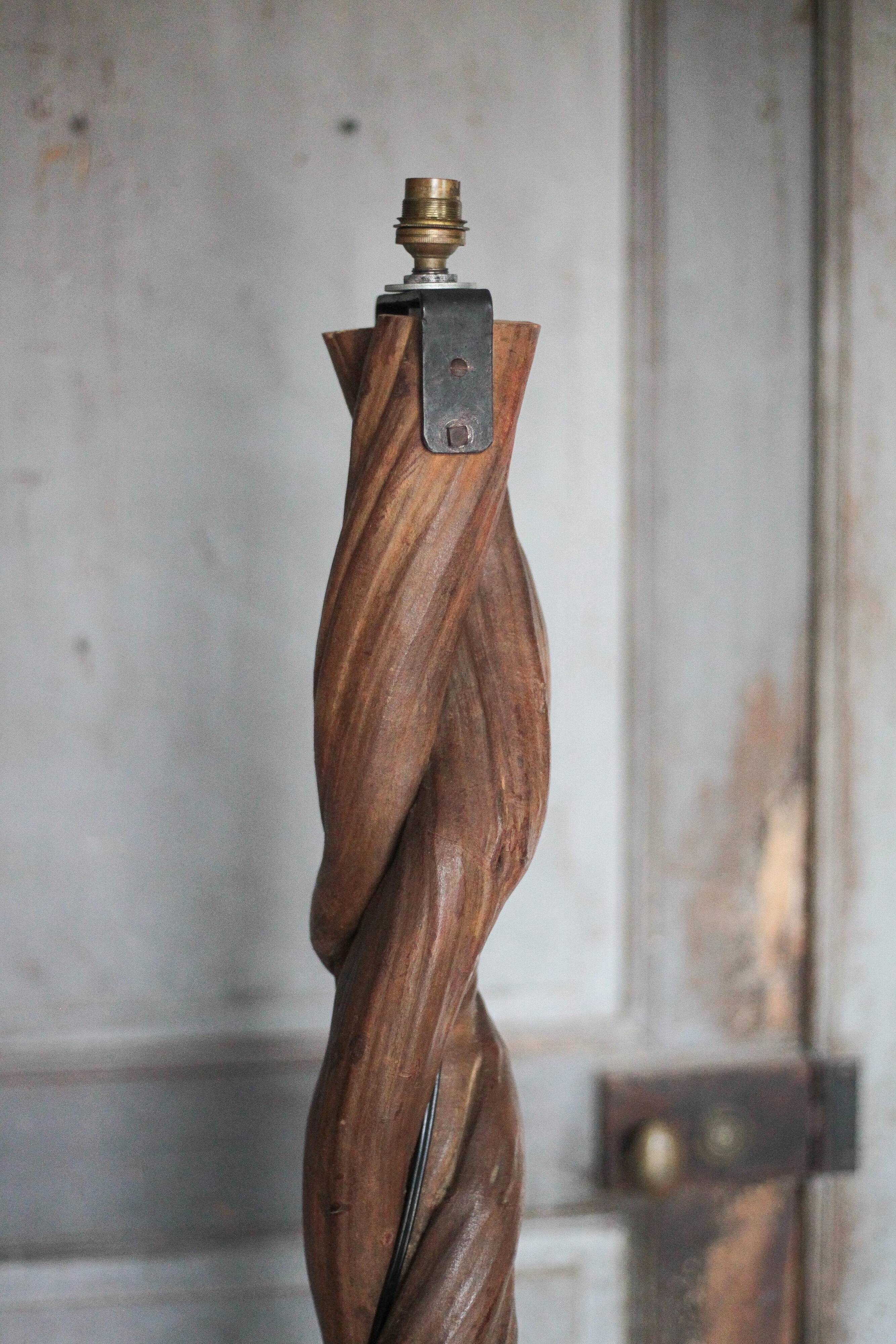 Liane and metal floor lamp with perforated leather shade featuring elephant patterns, lise.