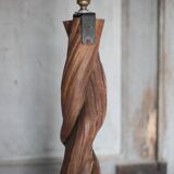 Liane and metal floor lamp with perforated leather shade featuring elephant patterns, lise.