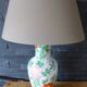 Chinese white earthenware lamp base with flower decoration