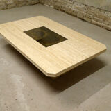 georges Mathias' large travertine coffee table, Belgium, 1970