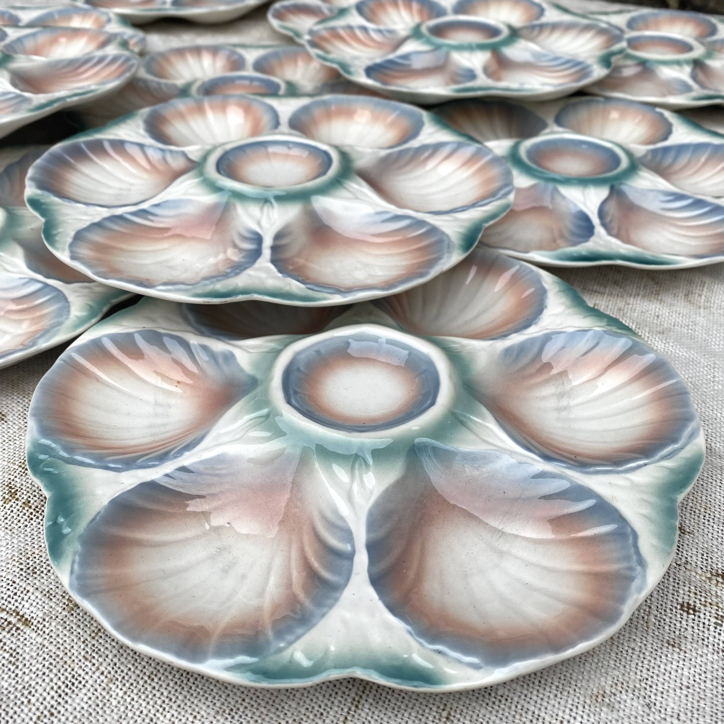 Barbotine oyster plates Digoin
