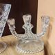 Candelabrum and fan vase in glass and crystal Art Deco style