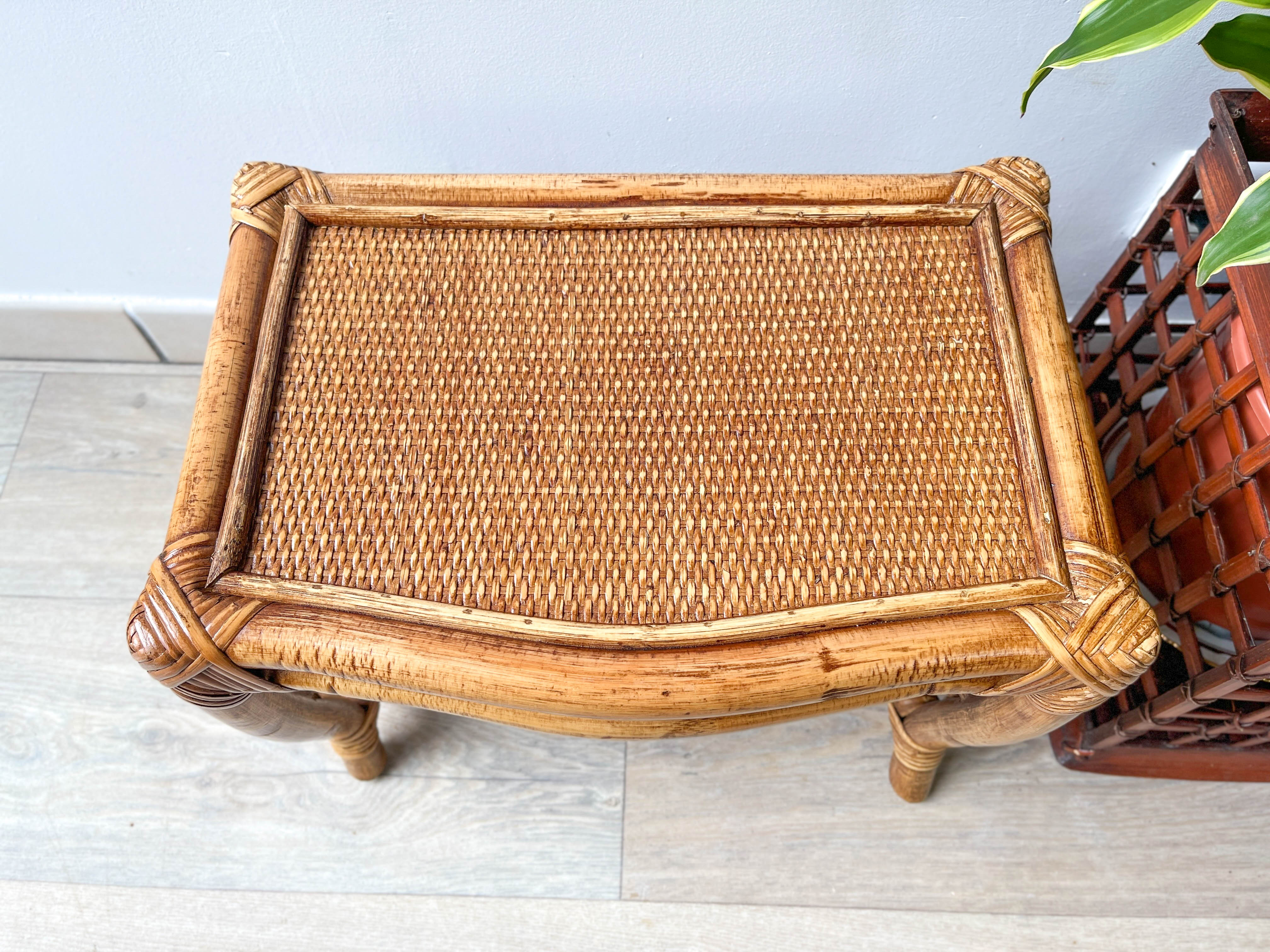 Vintage trundle tables in bamboo and rattan