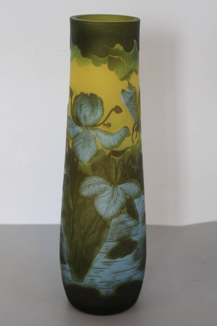 Vase Gallé Tip Au Libellule Et Grenouille Vers 1980
