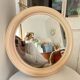 Round Beige and Coral Plastic Wall Mirror from the 70s-80s