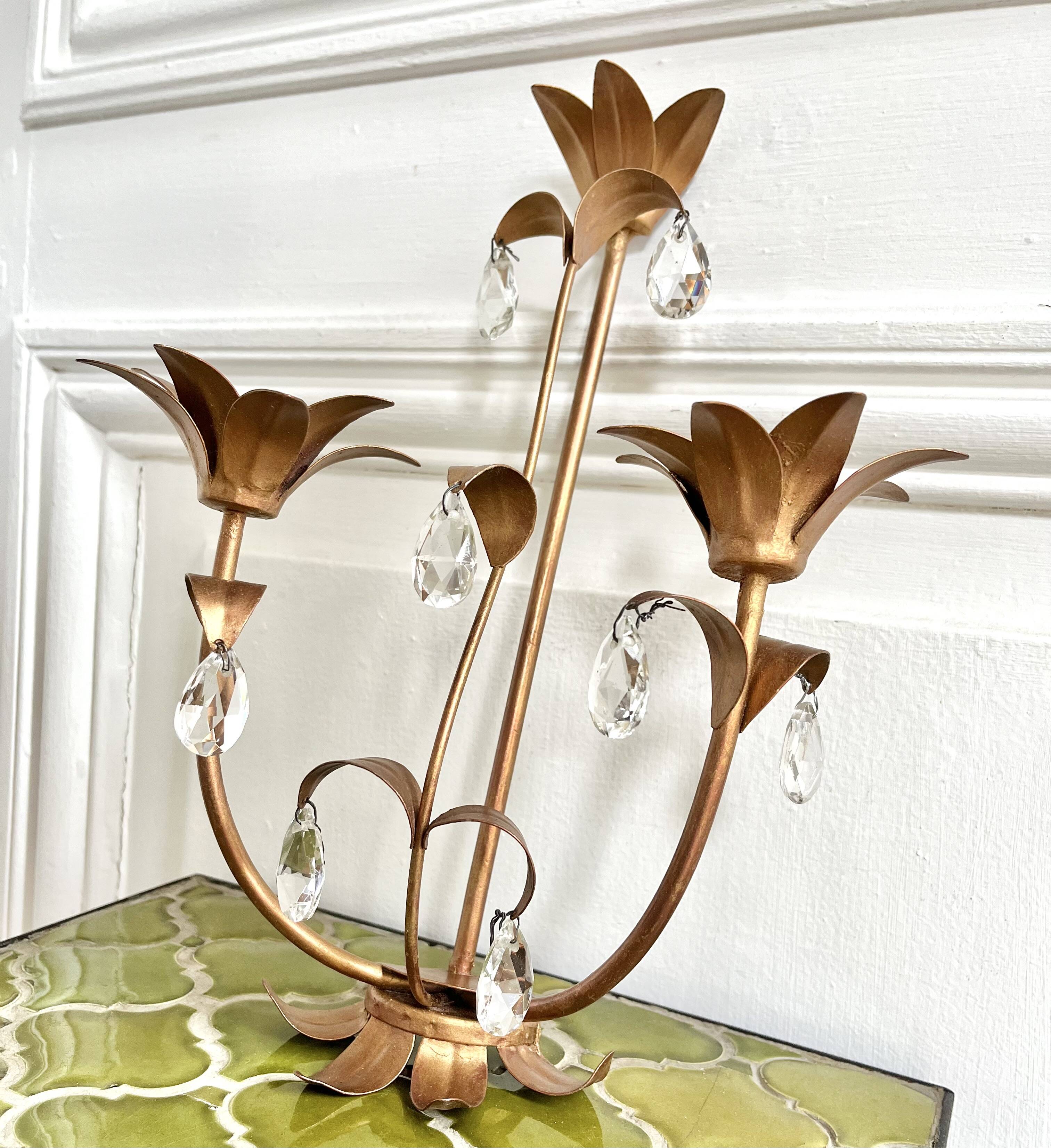 Flower and tassel applique candle holder