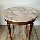 Table d’appont style Louis XVI en bois ,marbre et laiton