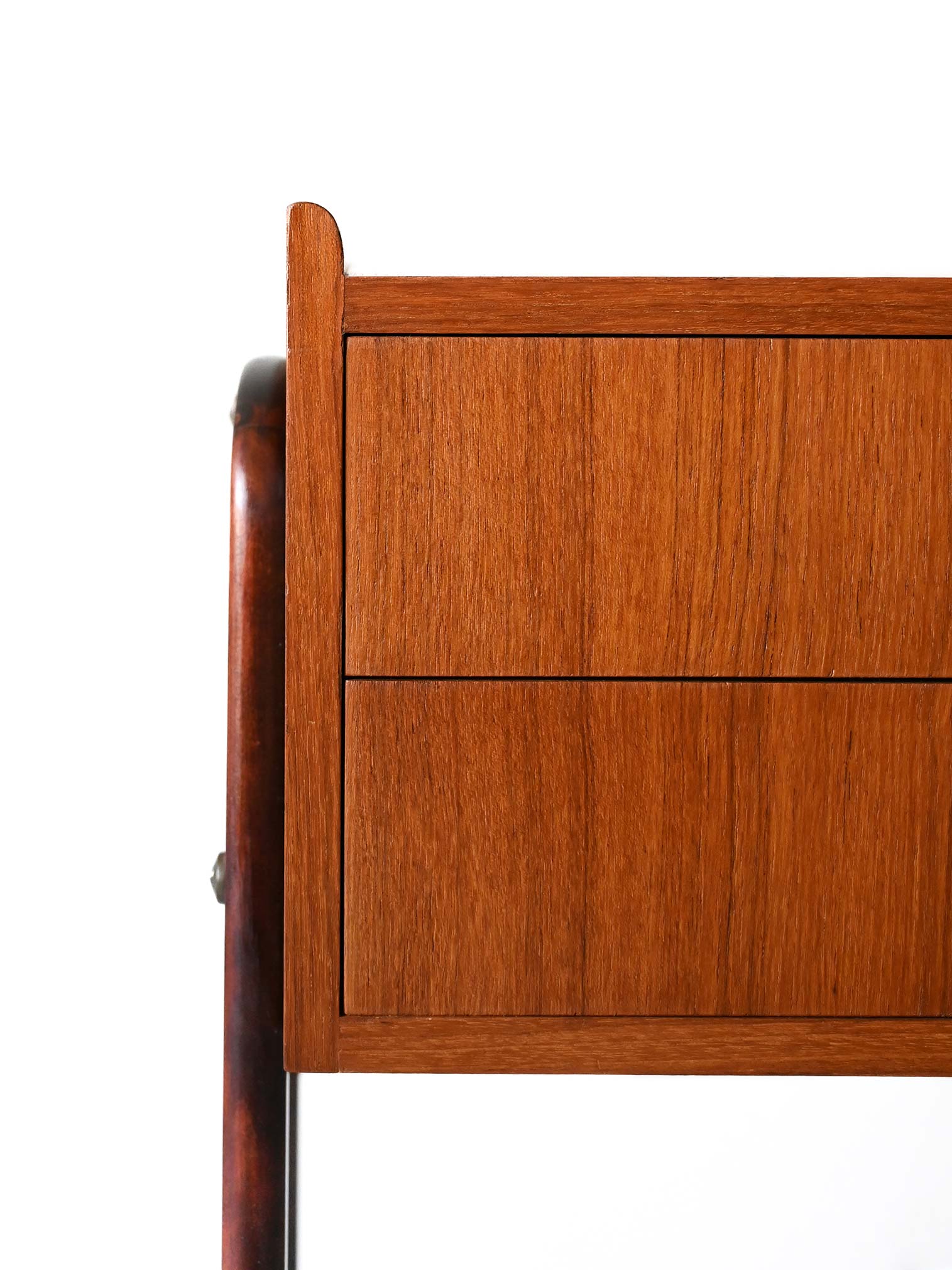 1950s Scandinavian Teak Nightstand with Brass Handles